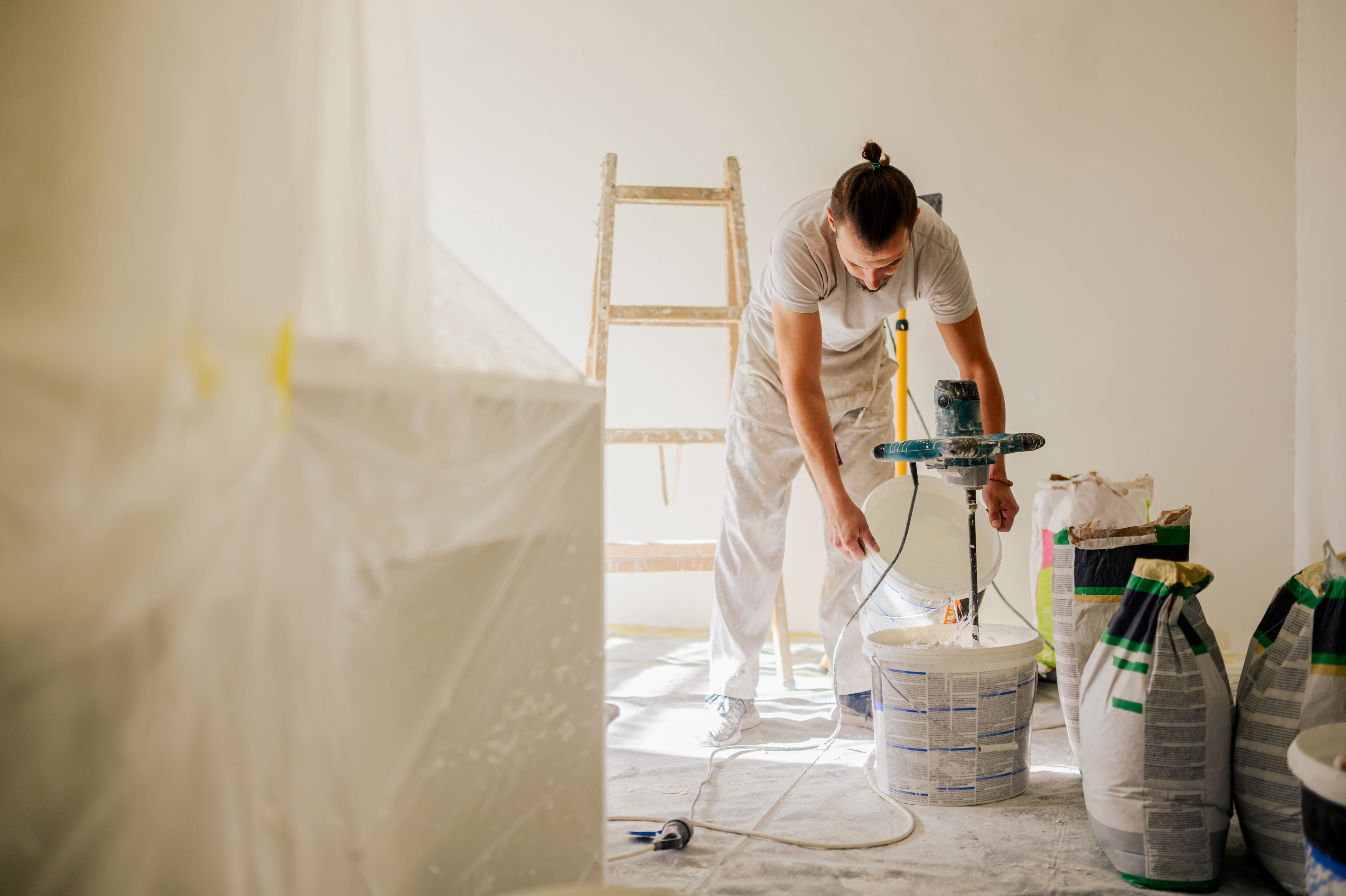 Interior Painting service detail in Germiston — paint mixing