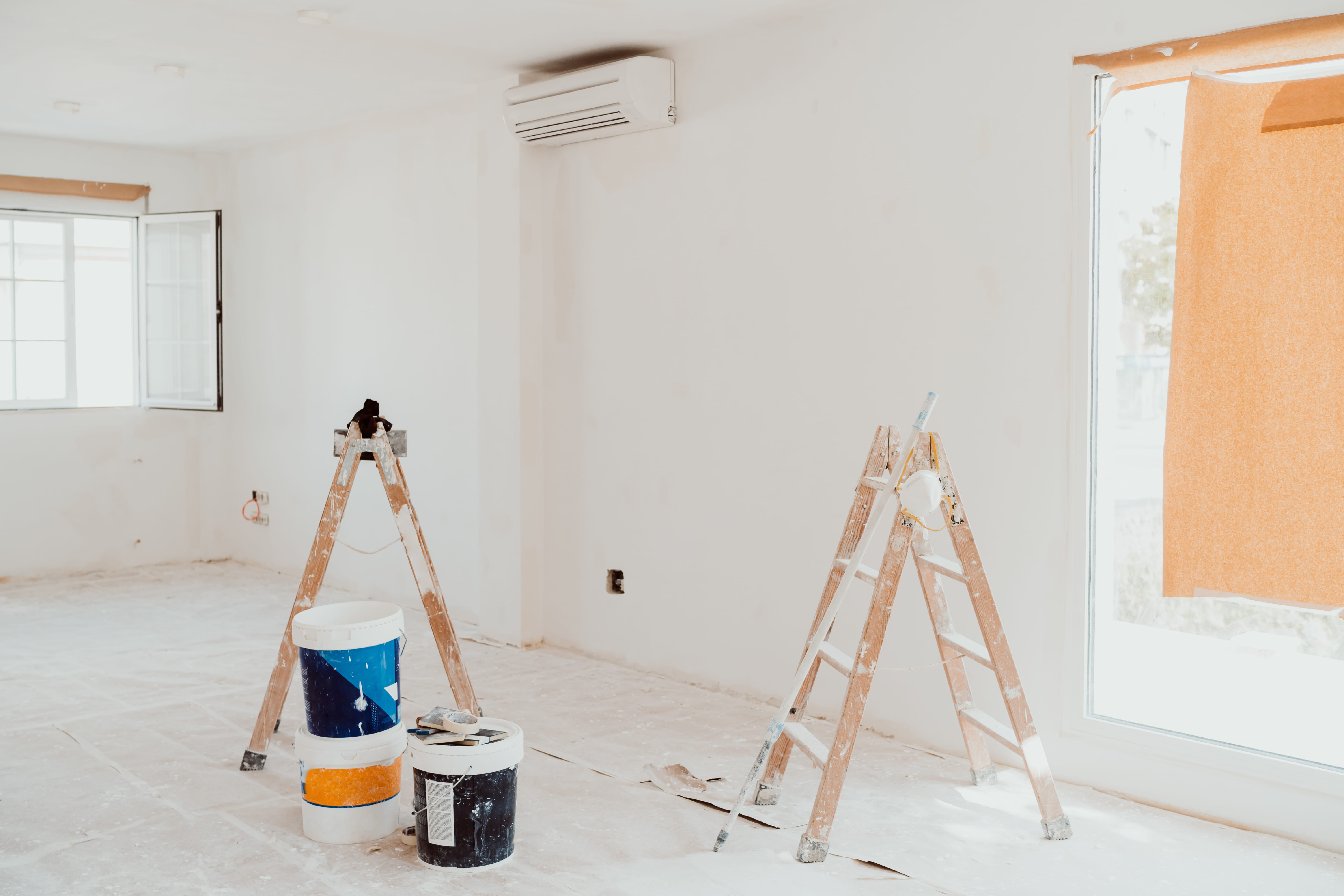 Commercial painting project in progress